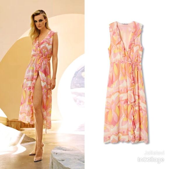 Mango Ruffled printed dress - Picture 1 of 6